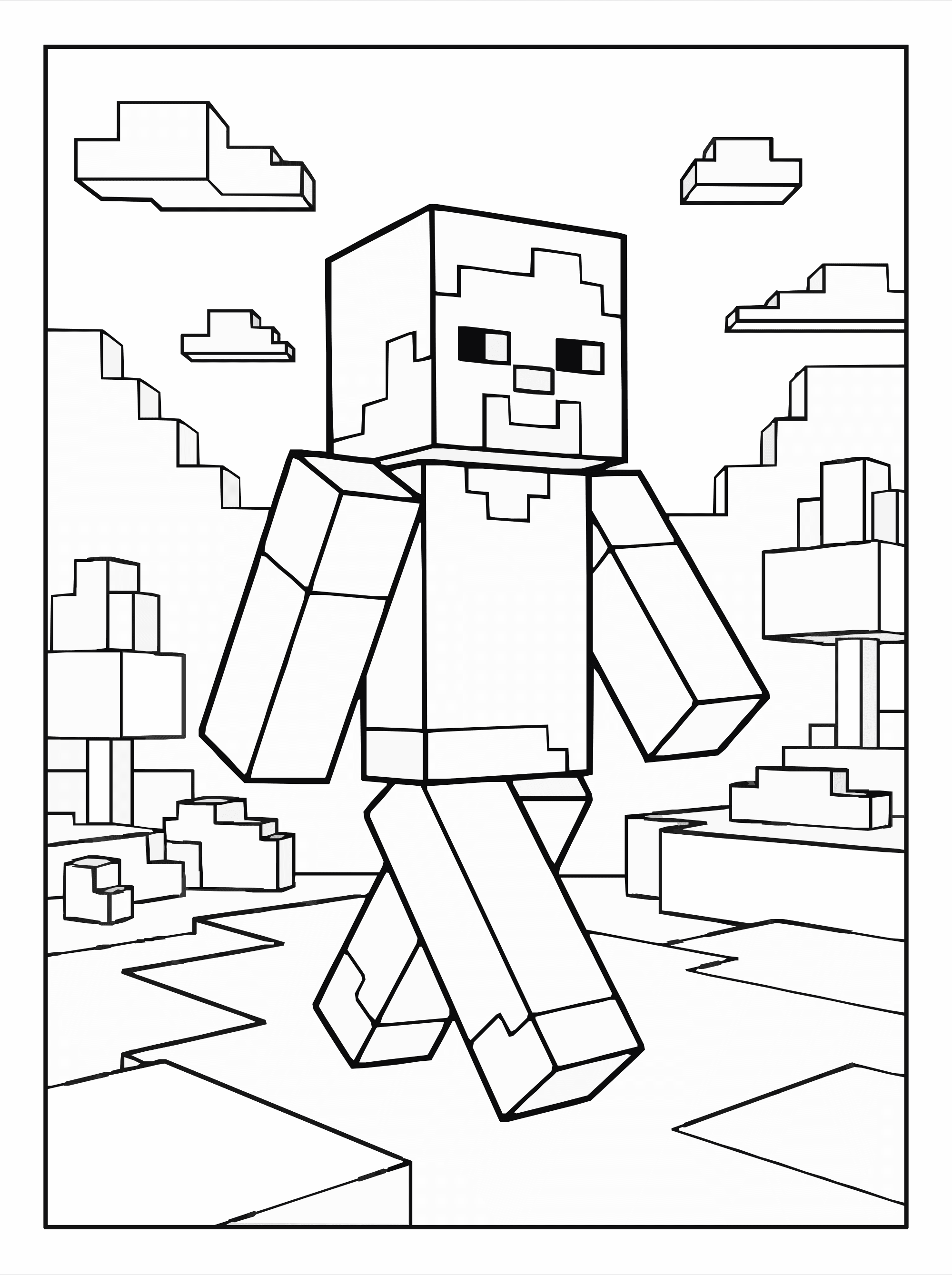 Minecraft Zombie Coloring Page