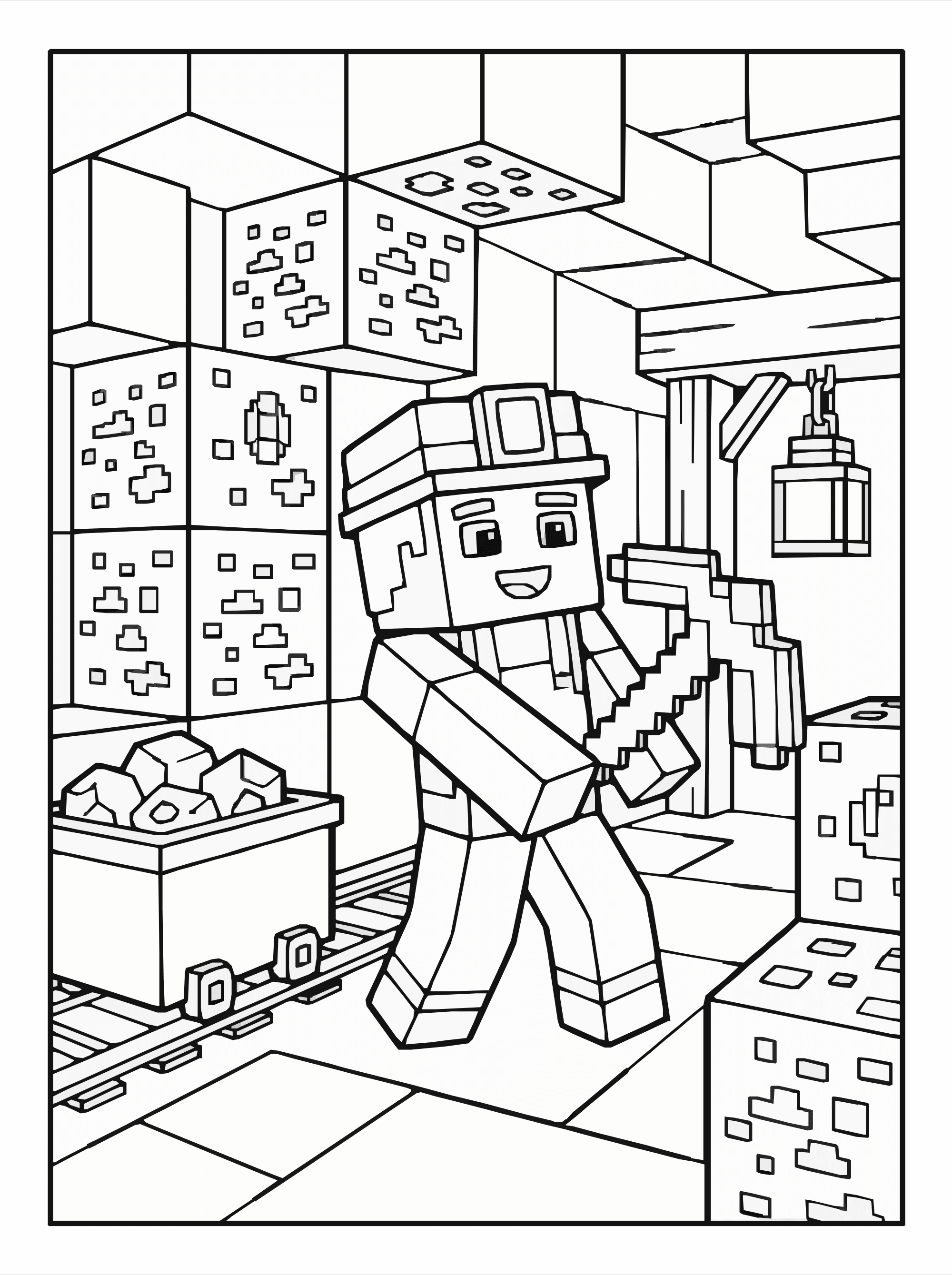 Minecraft Mining Coloring Page