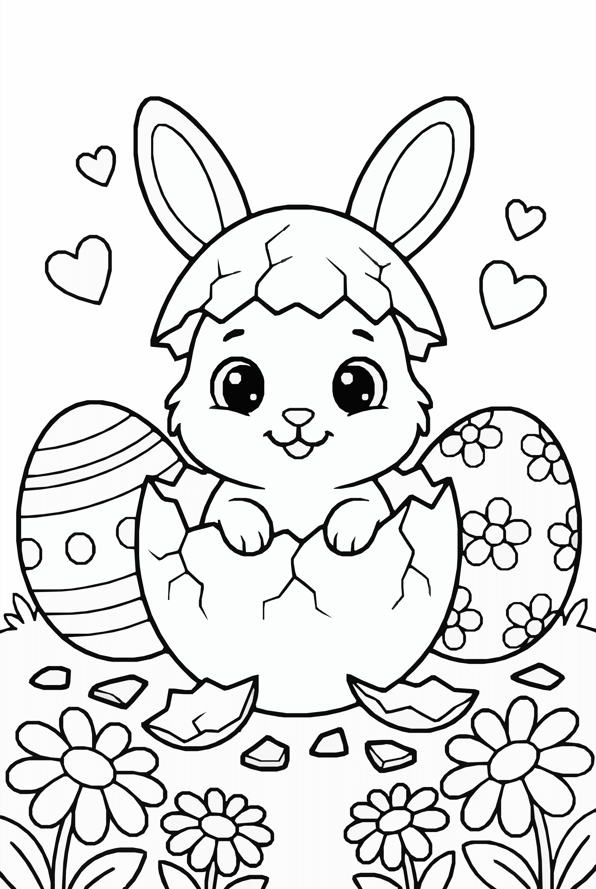 Easter Bunny Coloring Page – Baby Rabbit Hatching Egg Printable