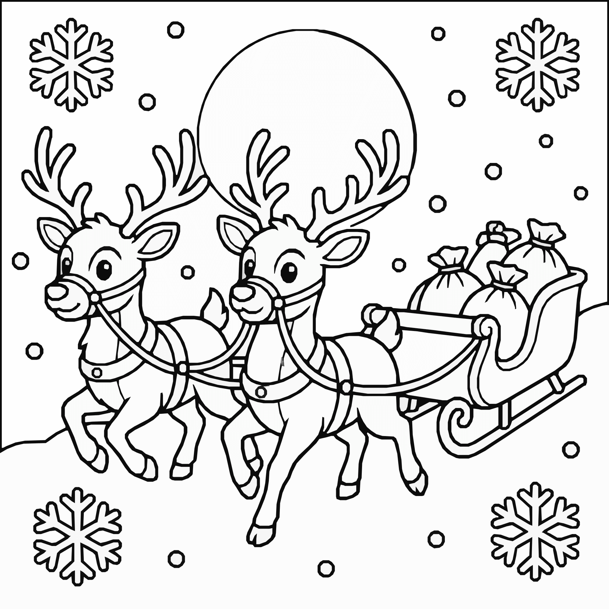 Reindeer Coloring Page – Christmas Sky Flight Printable