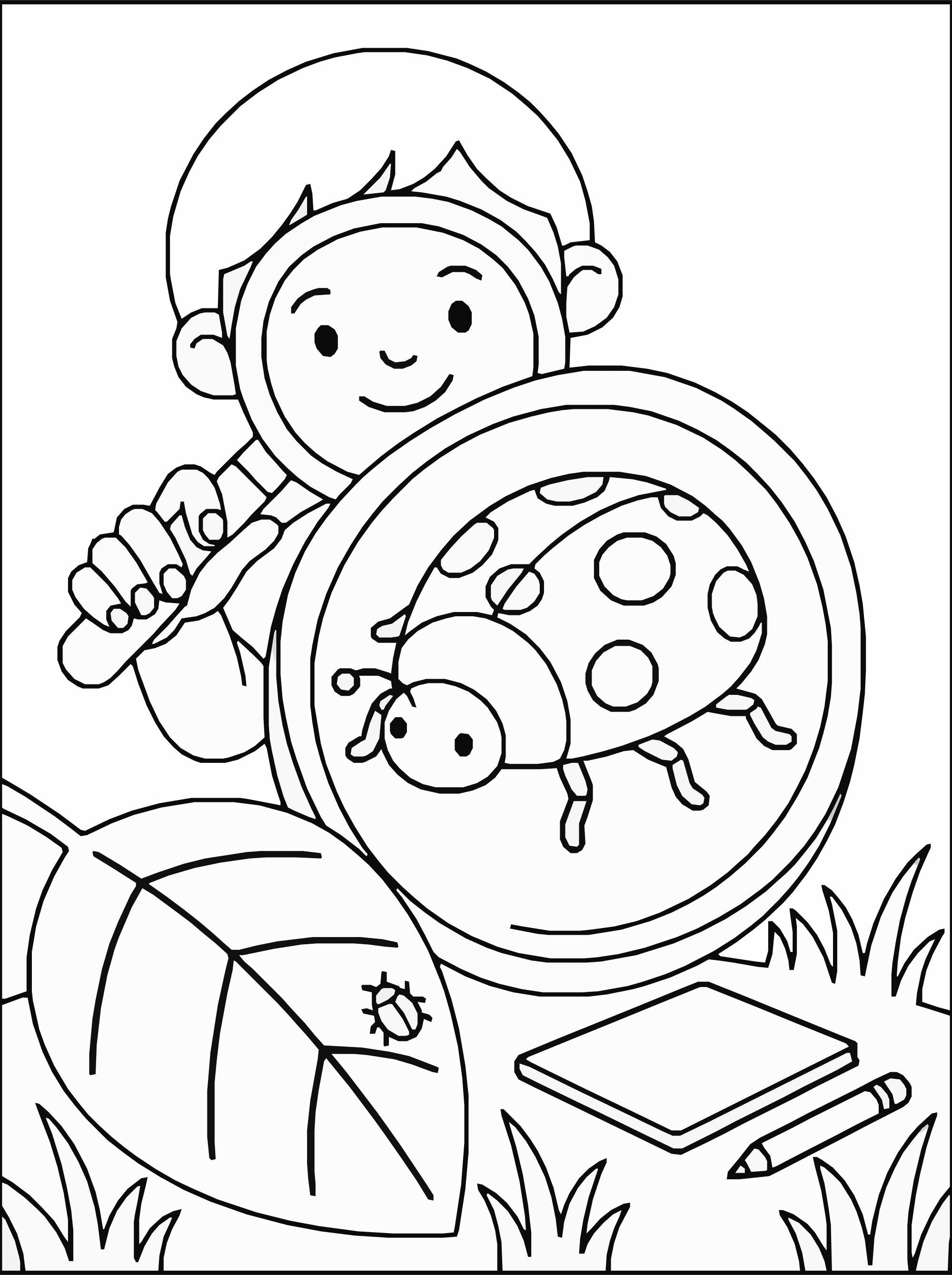 Magnifying Glass Coloring Page – Bug Observation Science Printable