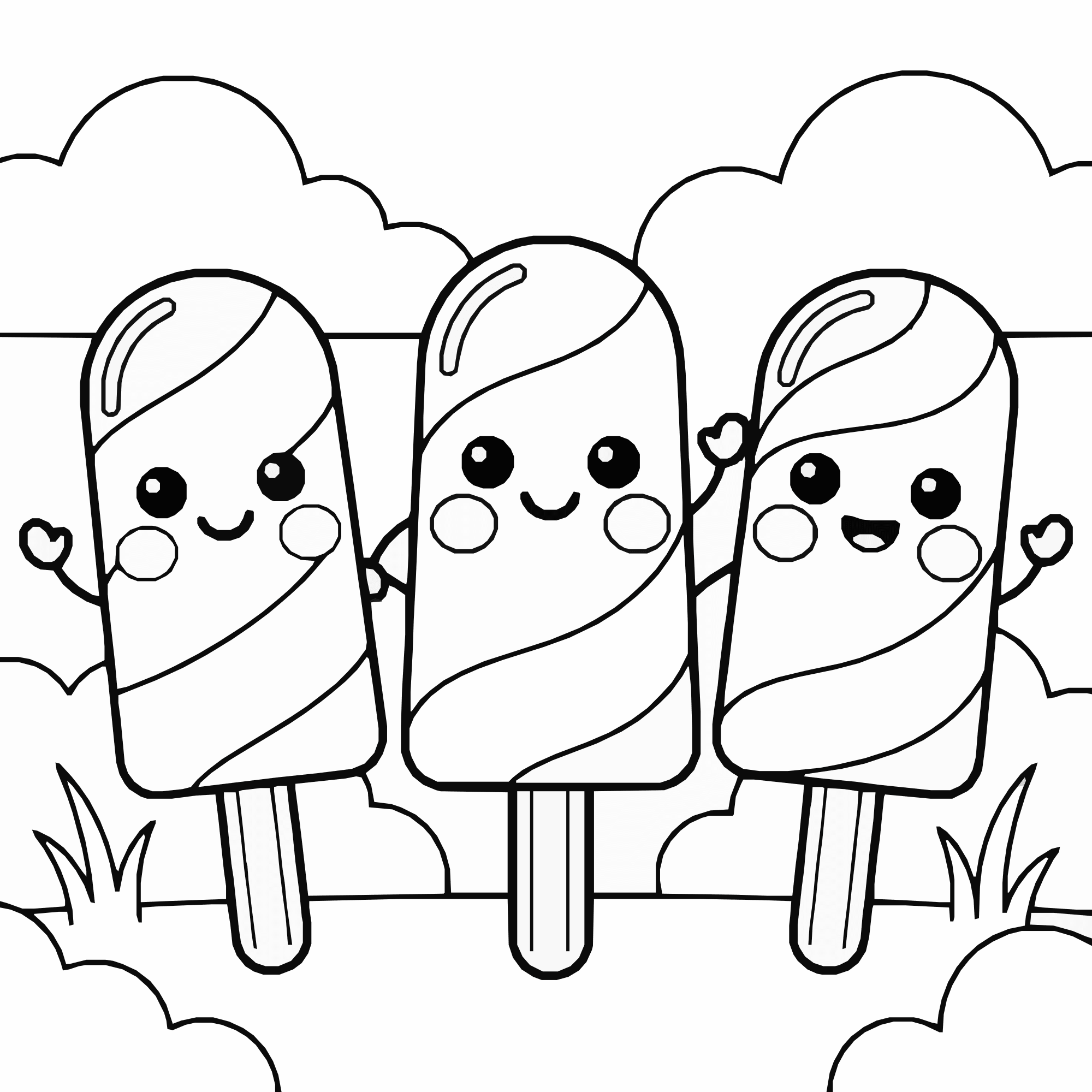 Popsicle Coloring Page – Happy Ice Cream Characters Printable