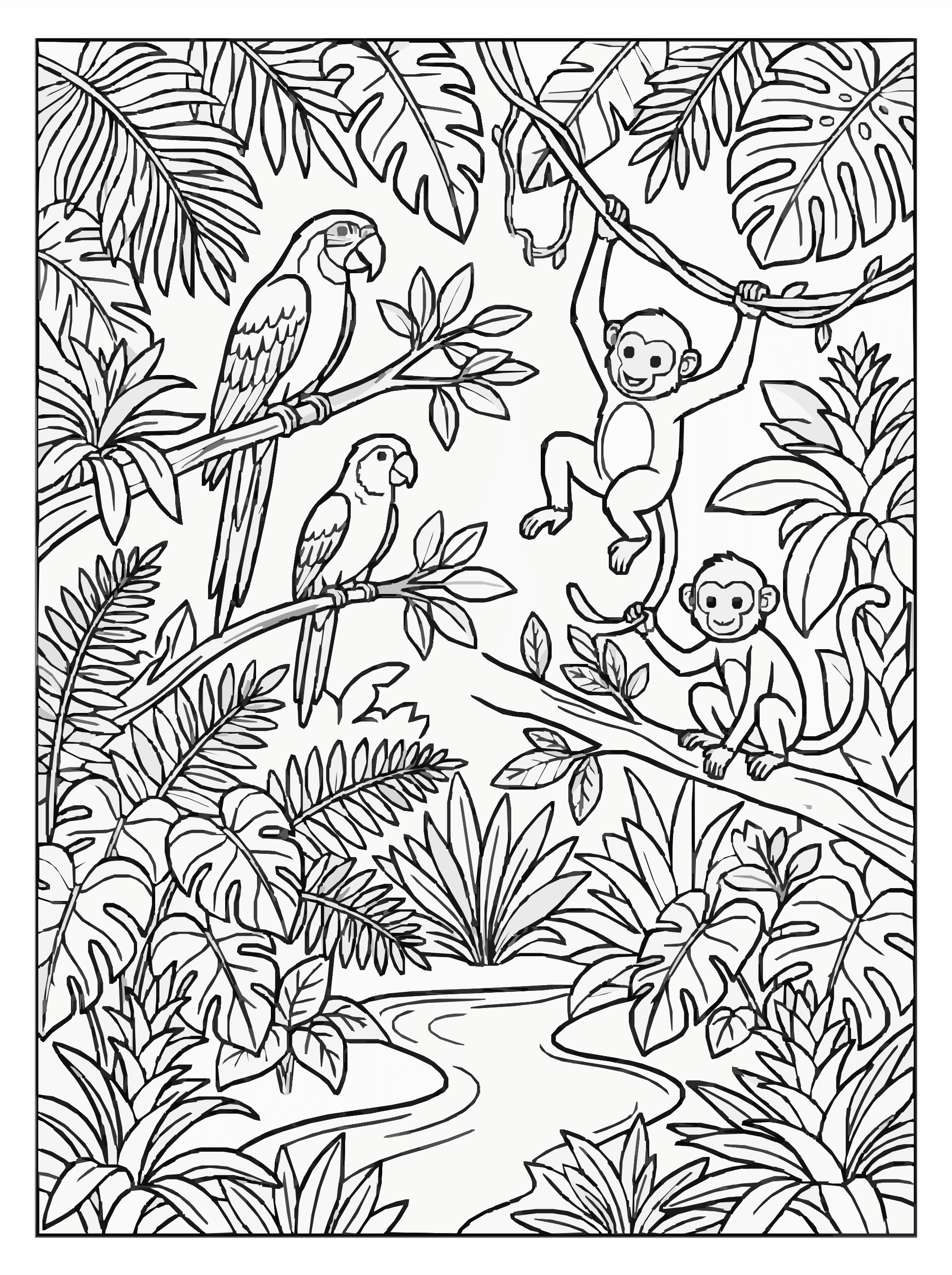Rainforest Nature Coloring Page