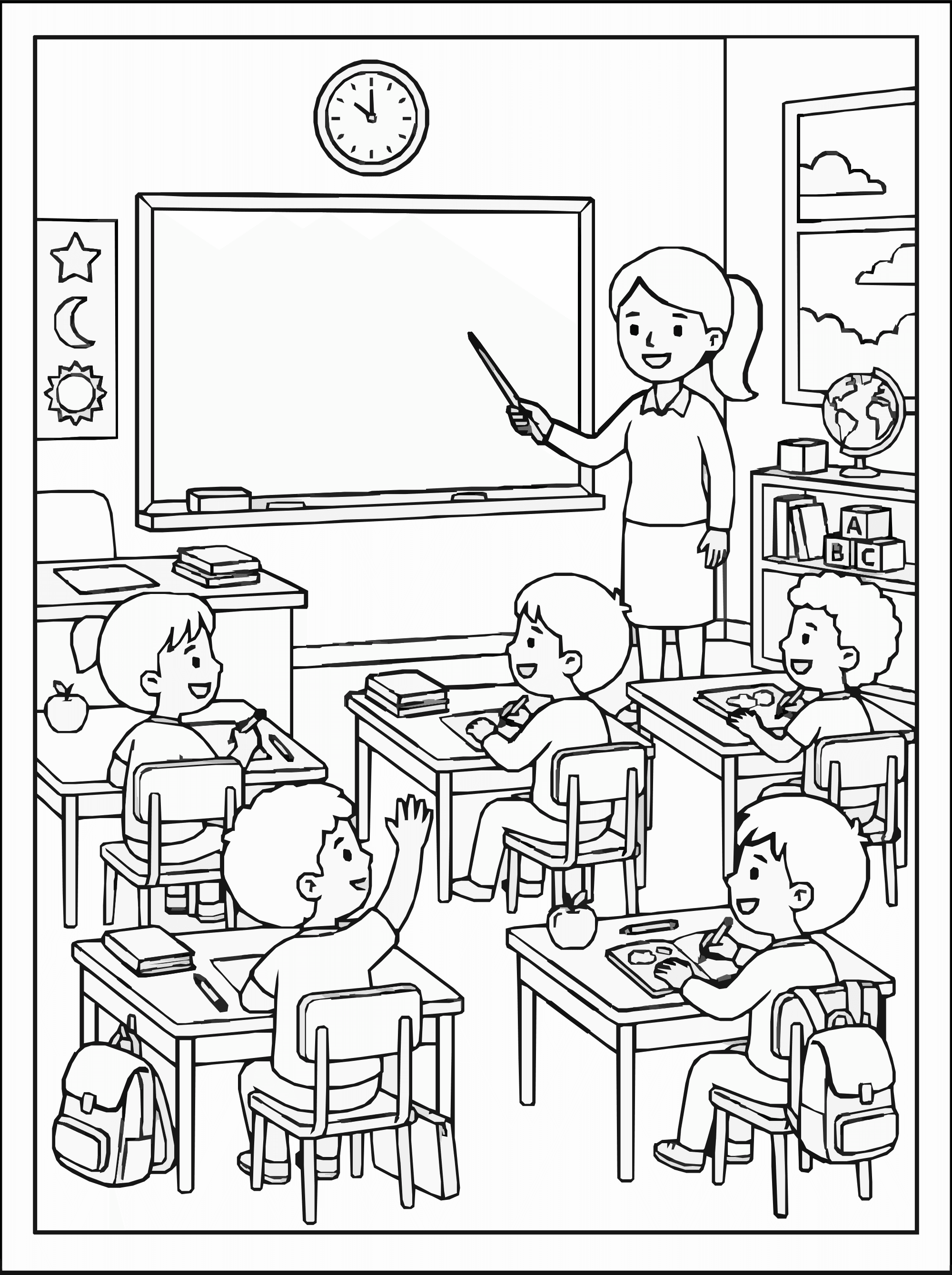 School Classroom Coloring Page