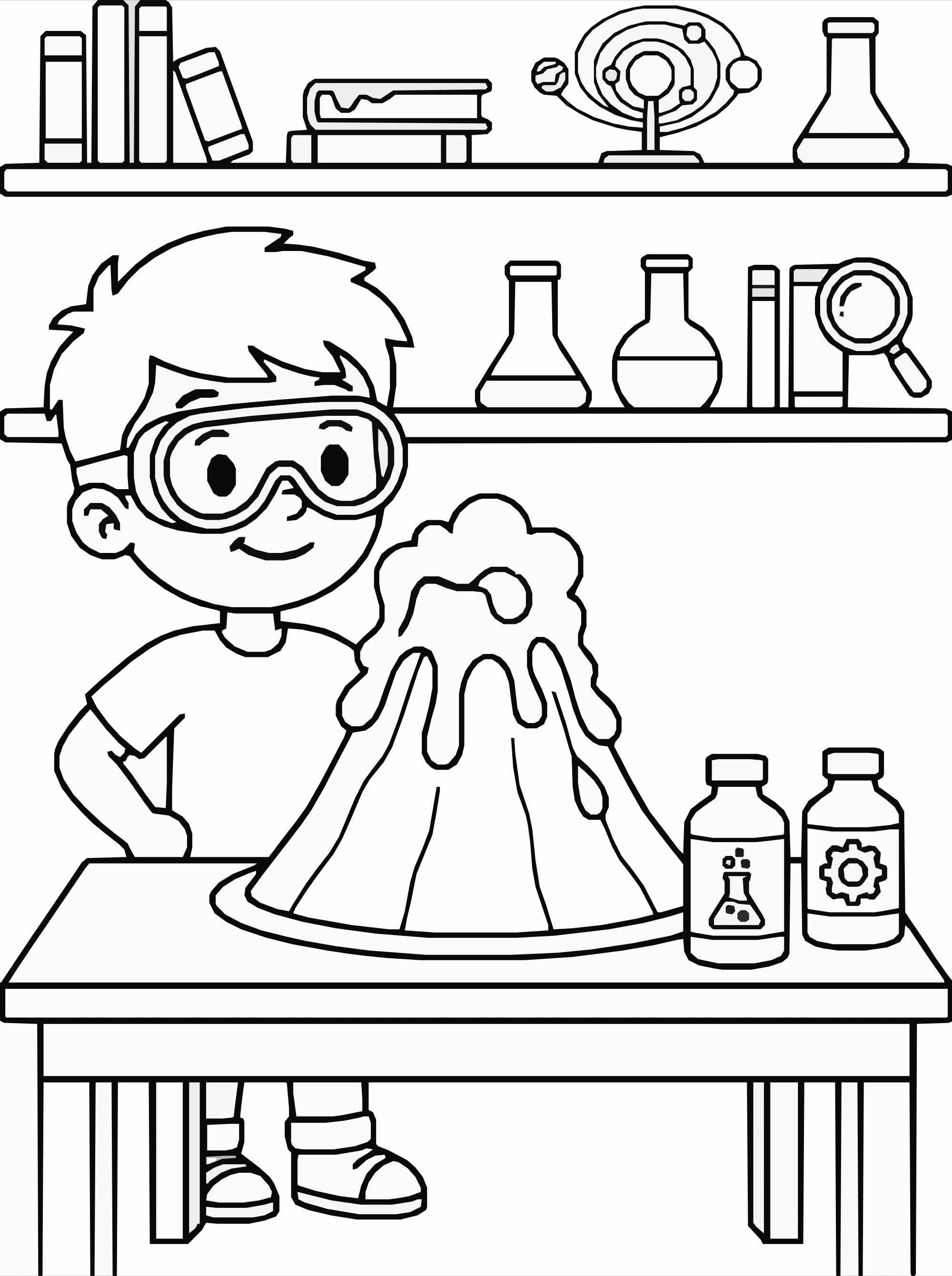 Volcano Experiment Coloring Page – Kids Science Project Printable