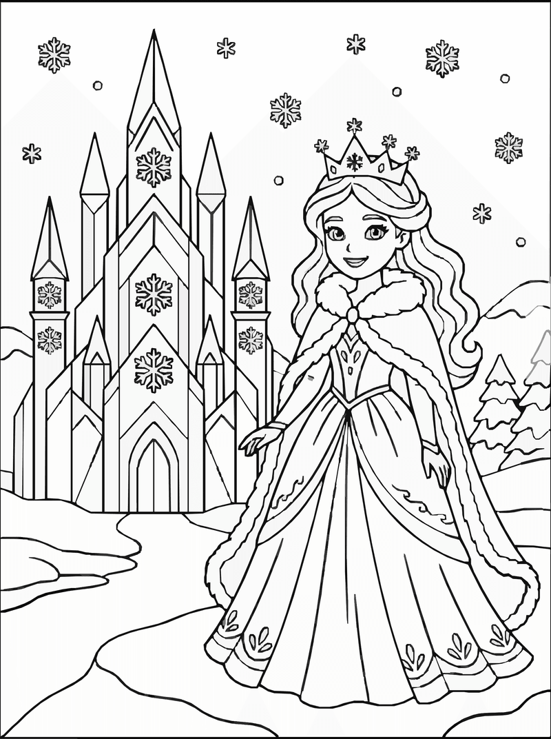 Ice Palace Princess Coloring Page Printable — Free Printable Coloring ...