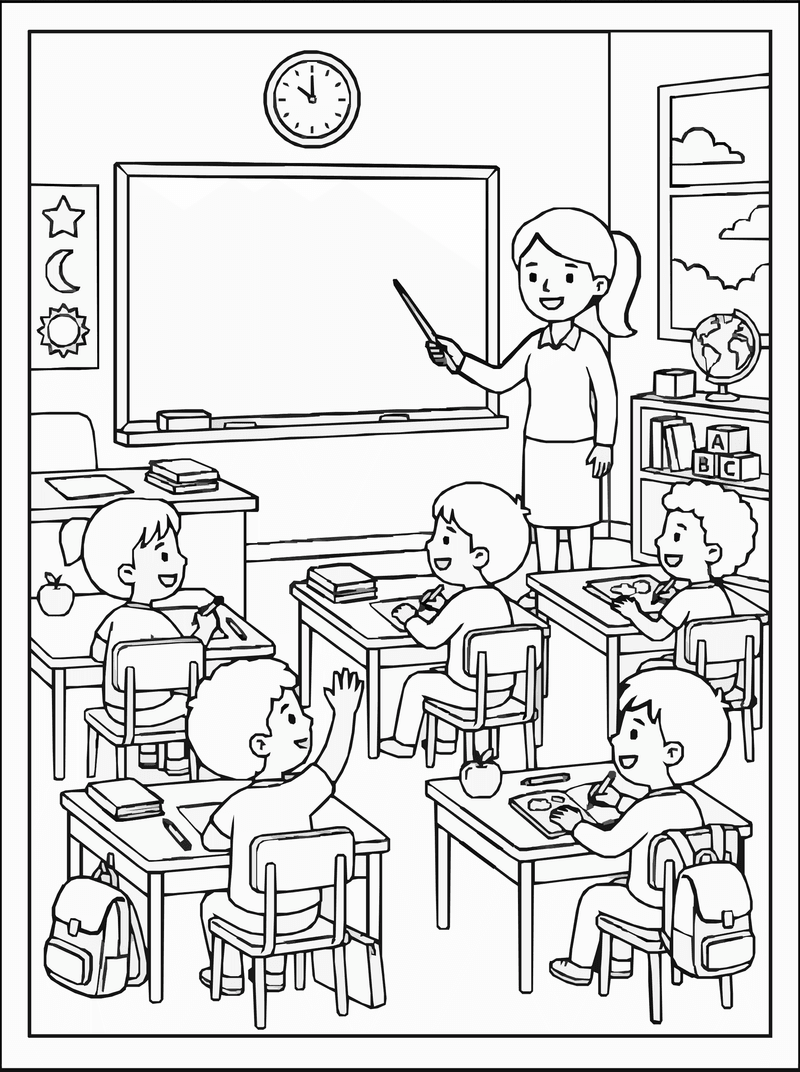 School Classroom Coloring Page Coloring Page | Free Printable | Coloringzo