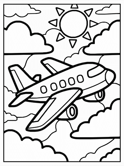 Free printable Airplane Sky Coloring Page coloring page