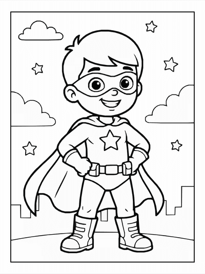 Free printable Cartoon Superhero Coloring Page coloring page