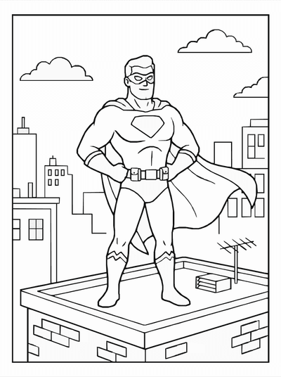 Free printable Superhero City Coloring Page coloring page