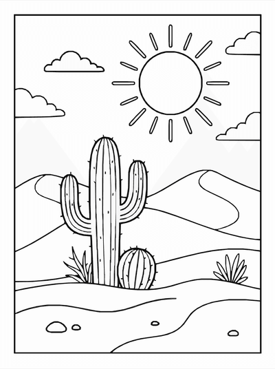 Free printable Desert Nature Coloring Page coloring page