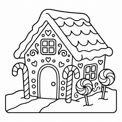 Free printable Gingerbread House Coloring Page – Sweet Christmas Printable coloring page