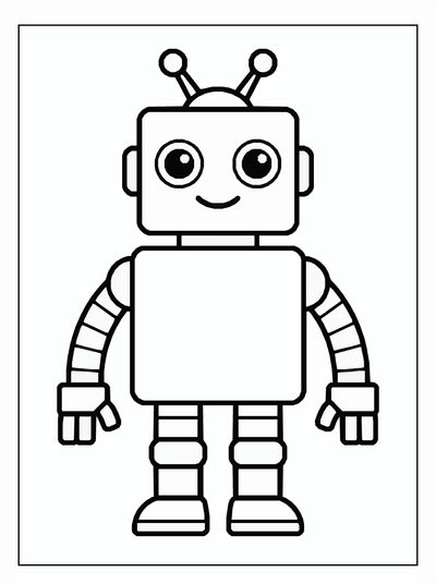 Free printable Cartoon Robot Coloring Page coloring page