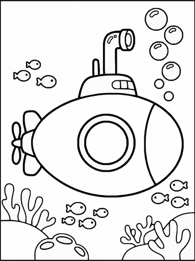 Free printable Submarine Coloring Page – Underwater Ocean Adventure Printable coloring page