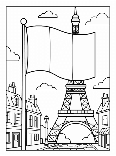 Free printable France Flag Coloring Page coloring page