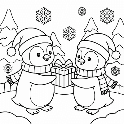 Free printable Christmas Penguin Coloring Page – Holiday Celebration Printable coloring page