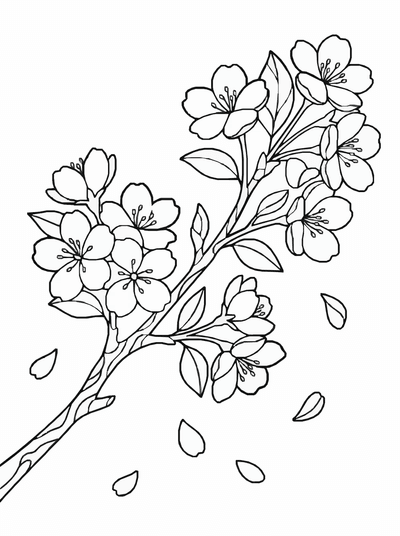 Free printable Cherry Blossom Coloring Page coloring page