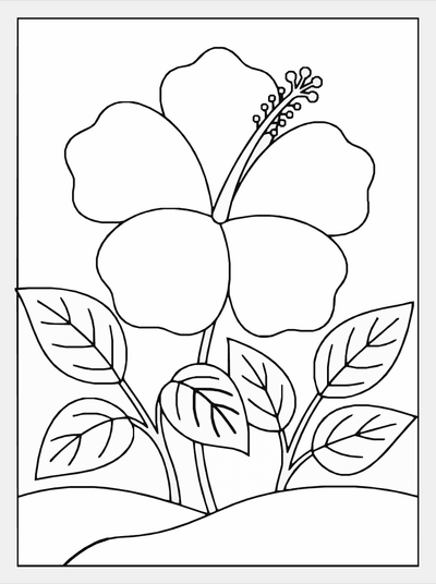 Free printable Hibiscus Flower Coloring Page coloring page