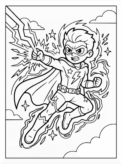 Free printable Superhero Power Coloring Page coloring page