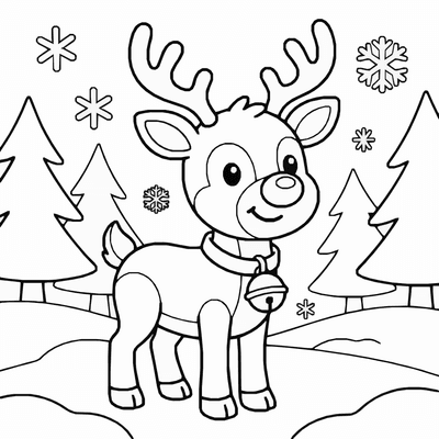 Free printable Rudolph Coloring Page – Red Nose Reindeer Printable coloring page