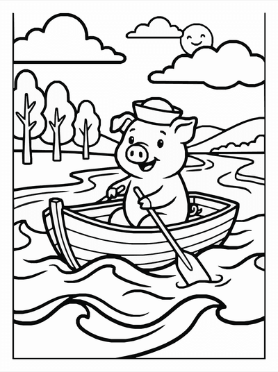 Free printable Pig Boat Coloring Page coloring page