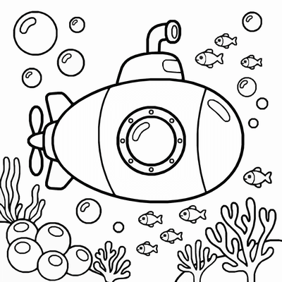 Free printable Submarine Coloring Page – Underwater Adventure Printable coloring page