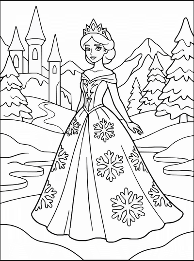 Free printable Elegant Ice Princess Coloring Page Printable coloring page
