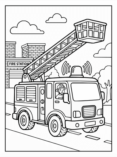 Free printable Fire Truck Coloring Page coloring page
