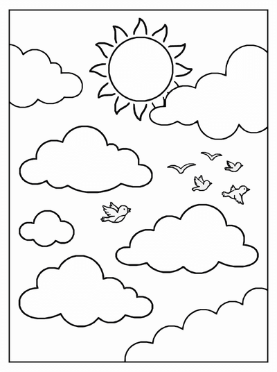 Free printable Sky and Clouds Nature Coloring Page coloring page