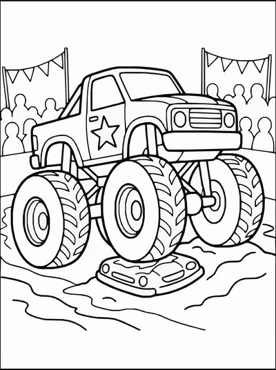 Free printable Monster Truck Coloring Page – Big Wheel Off Road Printable coloring page