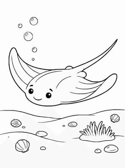 Free printable Stingray Coloring Page – Ocean Floor Glide Printable coloring page