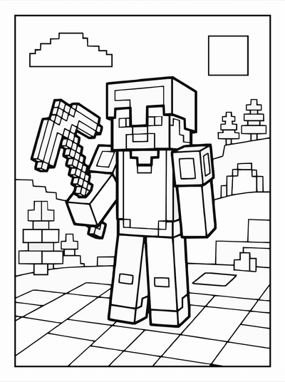 Free printable Minecraft Character Coloring Page coloring page