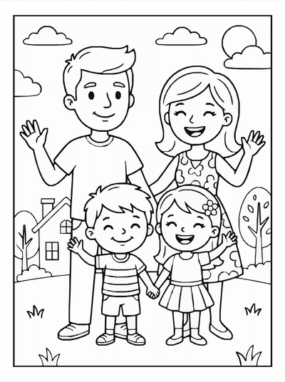Free printable Cartoon Family Coloring Page coloring page