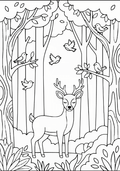Free printable Forest Nature Coloring Page coloring page