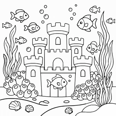 Free printable Underwater Kingdom Coloring Page coloring page