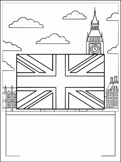Free printable United Kingdom Flag Coloring Page coloring page