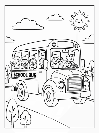 Free printable Bus Coloring Page coloring page