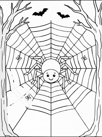 Free printable Spider Web Coloring Page – Halloween Spooky Spider Printable coloring page