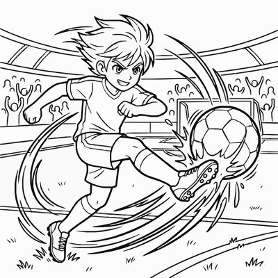 Free printable Anime Soccer Boy Coloring Page – Sports Action Printable coloring page