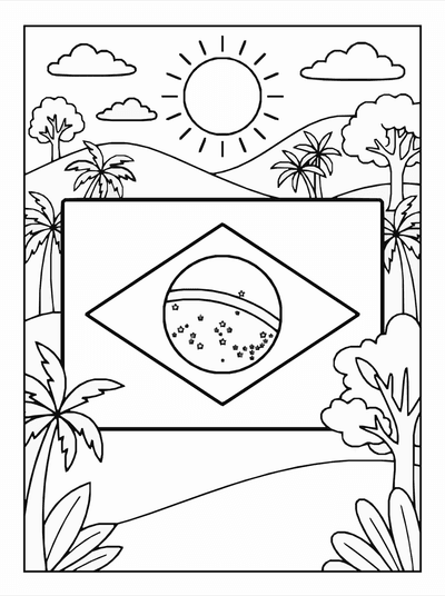 Free printable Brazil Flag Coloring Page coloring page