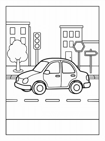 Free printable City Car Traffic Coloring Page coloring page