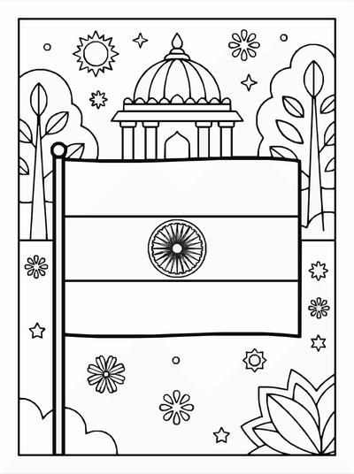 Free printable India Flag Coloring Page coloring page