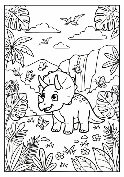 Free printable Cartoon Dinosaur Coloring Page coloring page