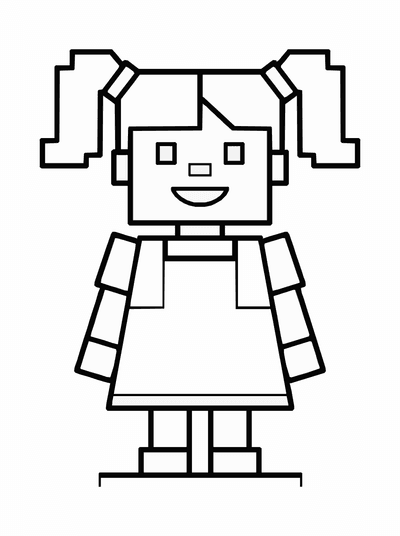 Free printable Roblox Girl Avatar Coloring Page – Cute Block Character A4 coloring page
