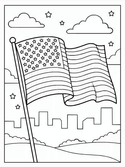 Free printable USA Flag Coloring Page coloring page