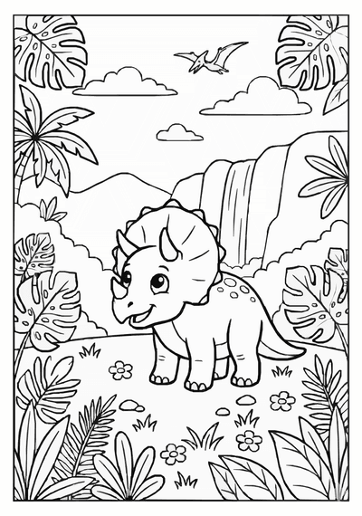 Free printable Cute Triceratops Coloring Page coloring page
