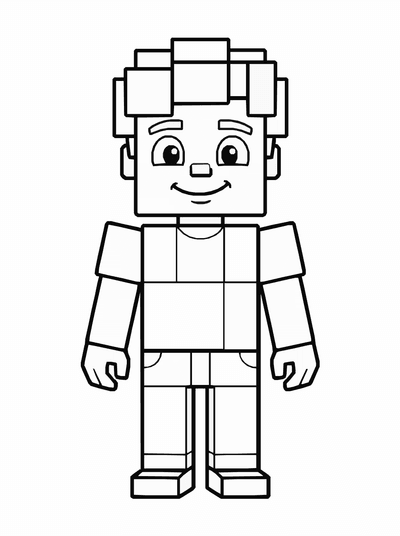 Free printable Roblox Boy Avatar Coloring Page – Block Character A4 coloring page