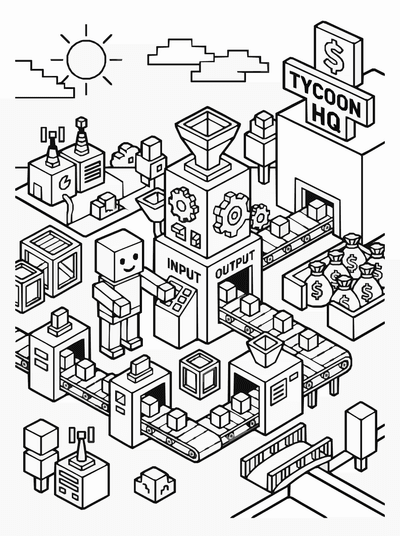 Free printable Roblox Tycoon Base Coloring Page – Building Scene A4 coloring page