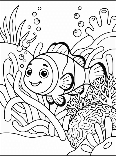 Free printable Clownfish Coloring Page – Cute Ocean Printable coloring page