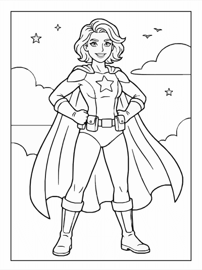 Free printable Girl Superhero Coloring Page coloring page